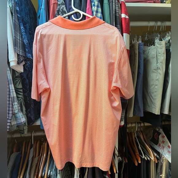 Great BROOKS BROTHER striped orange & white XL Performance knit GOLF POLO SHIRT - Picture 3 of 7